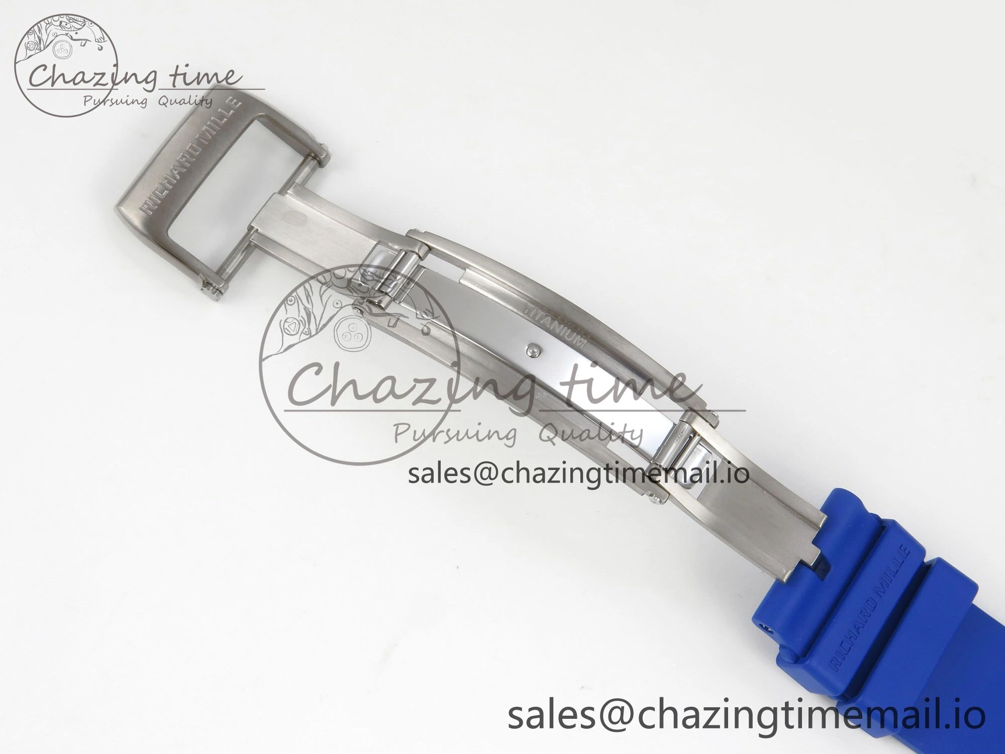 EyeCatching RM055 White Ceramic Japan Edition MLF 1:1 Best Edition on Deep Blue Rubber Strap RMUL2 Super Clone 9170