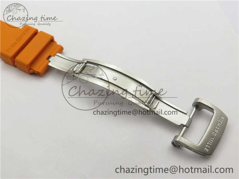 RM055 White Ceramic KVF Best Edition Skeleton Dial Black on Orange Rubber Strap MIYOTA8215 V Bright 9408