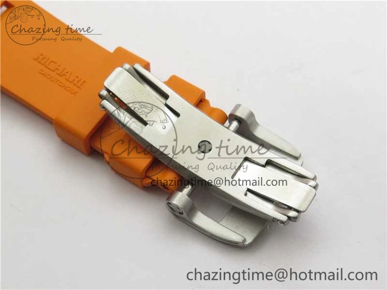 RM055 White Ceramic KVF Best Edition Skeleton Dial Black on Orange Rubber Strap MIYOTA8215 V Bright 9408