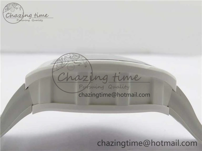 RM055 White Ceramic KVF Best Edition Skeleton Dial Black on White Rubber Strap MIYOTA8215 V Premium 9409