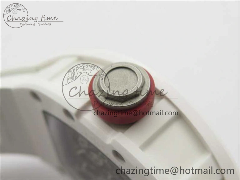 RM055 White Ceramic KVF Best Edition Skeleton Dial Black on White Rubber Strap MIYOTA8215 V Premium 9409