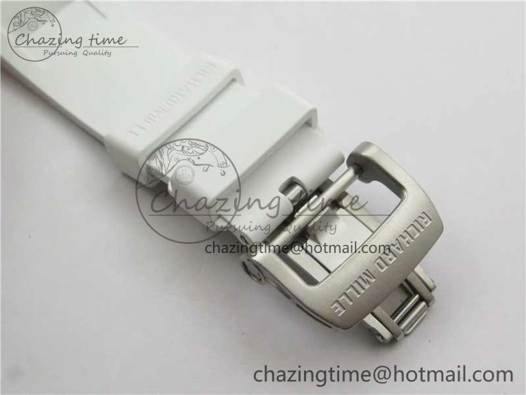 RM055 White Ceramic KVF Best Edition Skeleton Dial Black on White Rubber Strap MIYOTA8215 V Premium 9409