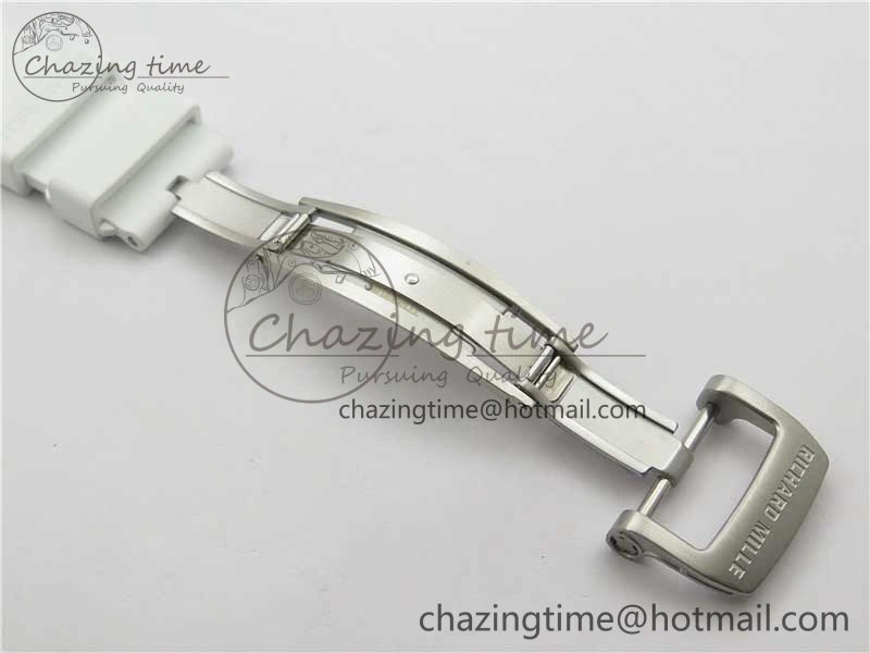 RM055 White Ceramic KVF Best Edition Skeleton Dial Black on White Rubber Strap MIYOTA8215 V Premium 9409