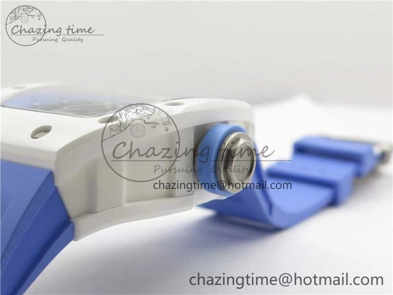 Unisex RM055 White Ceramic KVF Best Edition Skeleton Dial Blue on Rubber Strap MIYOTA8215 V 9410