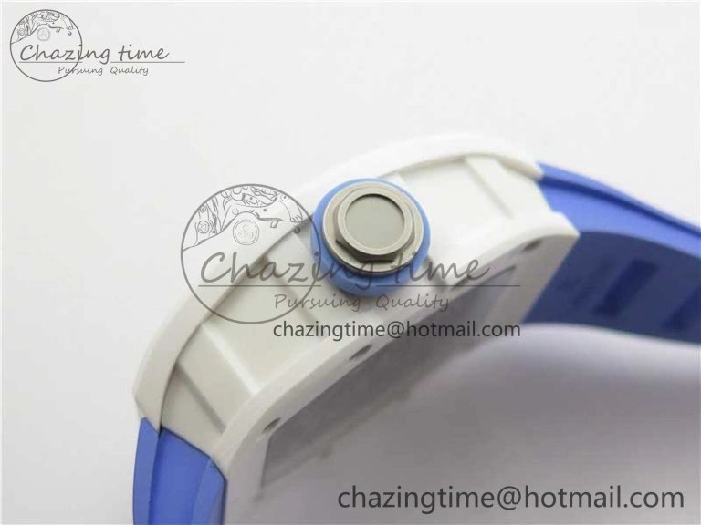 Unisex RM055 White Ceramic KVF Best Edition Skeleton Dial Blue on Rubber Strap MIYOTA8215 V 9410