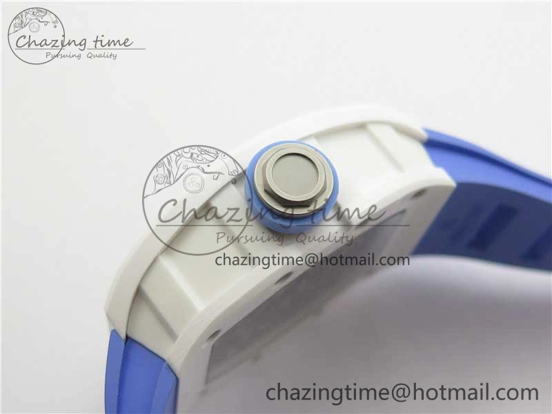 Unisex RM055 White Ceramic KVF Best Edition Skeleton Dial Blue on Rubber Strap MIYOTA8215 V 9410