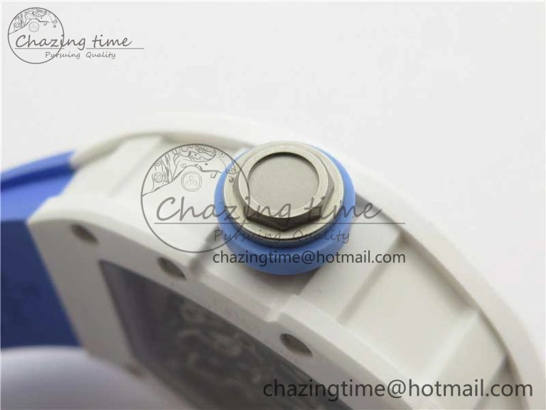 Unisex RM055 White Ceramic KVF Best Edition Skeleton Dial Blue on Rubber Strap MIYOTA8215 V 9410