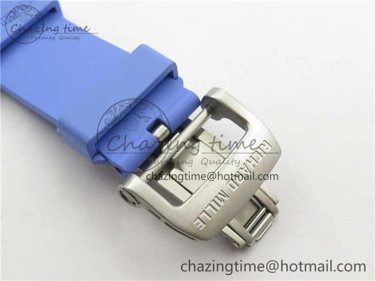 Unisex RM055 White Ceramic KVF Best Edition Skeleton Dial Blue on Rubber Strap MIYOTA8215 V 9410
