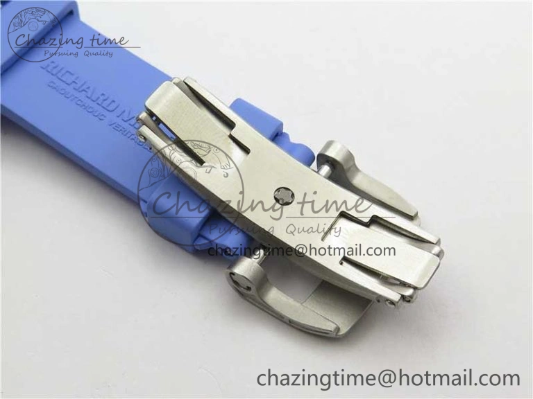 Unisex RM055 White Ceramic KVF Best Edition Skeleton Dial Blue on Rubber Strap MIYOTA8215 V 9410