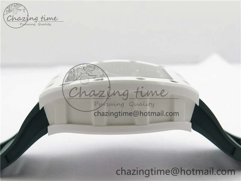 RM055 White Ceramic KVF Best Edition Skeleton Dial Green on Green Rubber Strap MIYOTA8215 V WrinkleFree 9432