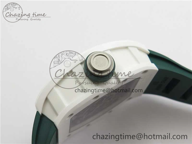 RM055 White Ceramic KVF Best Edition Skeleton Dial Green on Green Rubber Strap MIYOTA8215 V WrinkleFree 9432