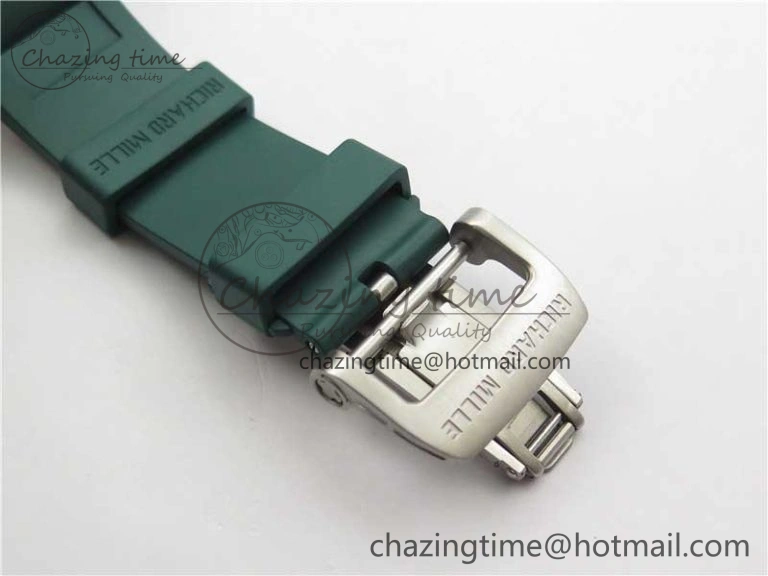 RM055 White Ceramic KVF Best Edition Skeleton Dial Green on Green Rubber Strap MIYOTA8215 V WrinkleFree 9432