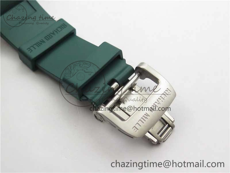 RM055 White Ceramic KVF Best Edition Skeleton Dial Green on Green Rubber Strap MIYOTA8215 V WrinkleFree 9432