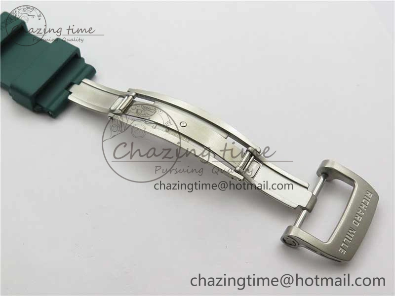RM055 White Ceramic KVF Best Edition Skeleton Dial Green on Green Rubber Strap MIYOTA8215 V WrinkleFree 9432