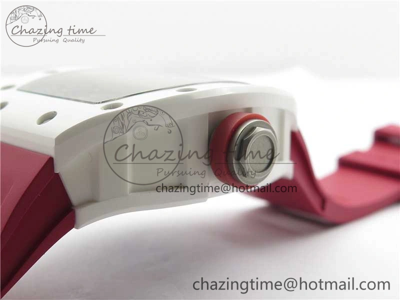 RM055 White Ceramic KVF Best Edition Skeleton Dial Red on Red Rubber Strap MIYOTA8215 V FlexibleFit 9413