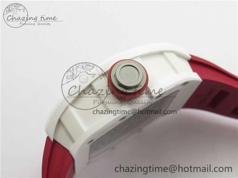RM055 White Ceramic KVF Best Edition Skeleton Dial Red on Red Rubber Strap MIYOTA8215 V FlexibleFit 9413