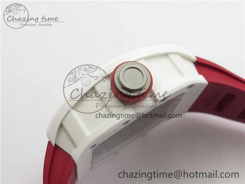 RM055 White Ceramic KVF Best Edition Skeleton Dial Red on Red Rubber Strap MIYOTA8215 V FlexibleFit 9413