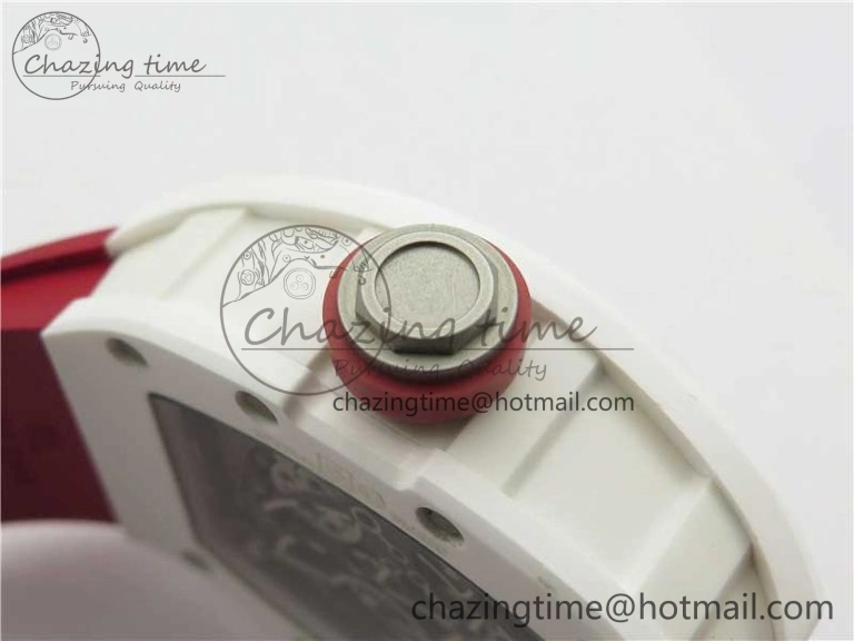 RM055 White Ceramic KVF Best Edition Skeleton Dial Red on Red Rubber Strap MIYOTA8215 V FlexibleFit 9413