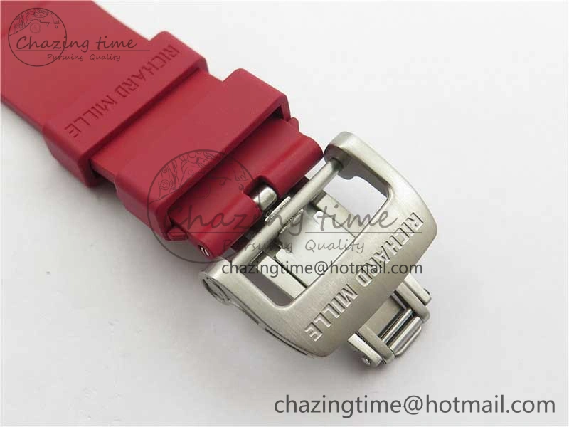 RM055 White Ceramic KVF Best Edition Skeleton Dial Red on Red Rubber Strap MIYOTA8215 V FlexibleFit 9413