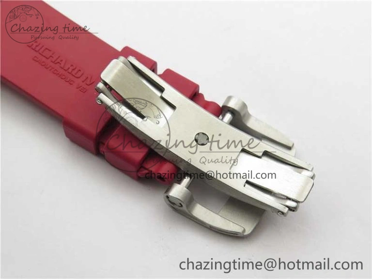 RM055 White Ceramic KVF Best Edition Skeleton Dial Red on Red Rubber Strap MIYOTA8215 V FlexibleFit 9413