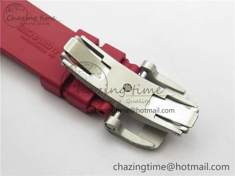 RM055 White Ceramic KVF Best Edition Skeleton Dial Red on Red Rubber Strap MIYOTA8215 V FlexibleFit 9413