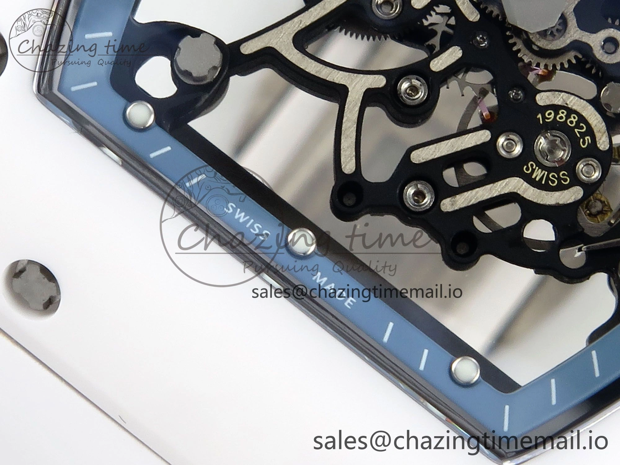 Functional RM055 White Ceramic RMF Best Edition Blue Skeleton Dial On White Rubber Strap RMUL2 Super Clone 9220