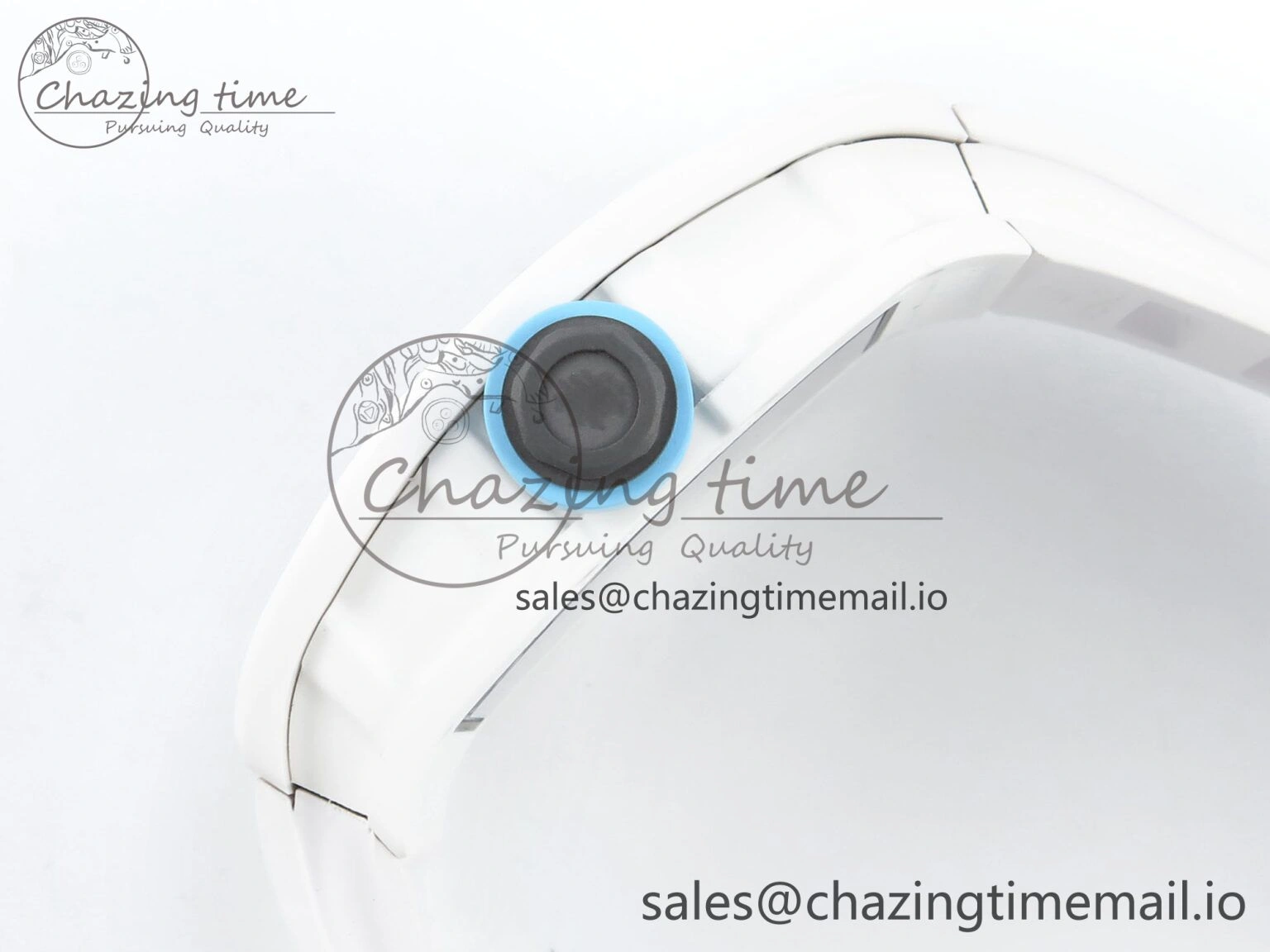 Functional RM055 White Ceramic RMF Best Edition Blue Skeleton Dial On White Rubber Strap RMUL2 Super Clone 9220
