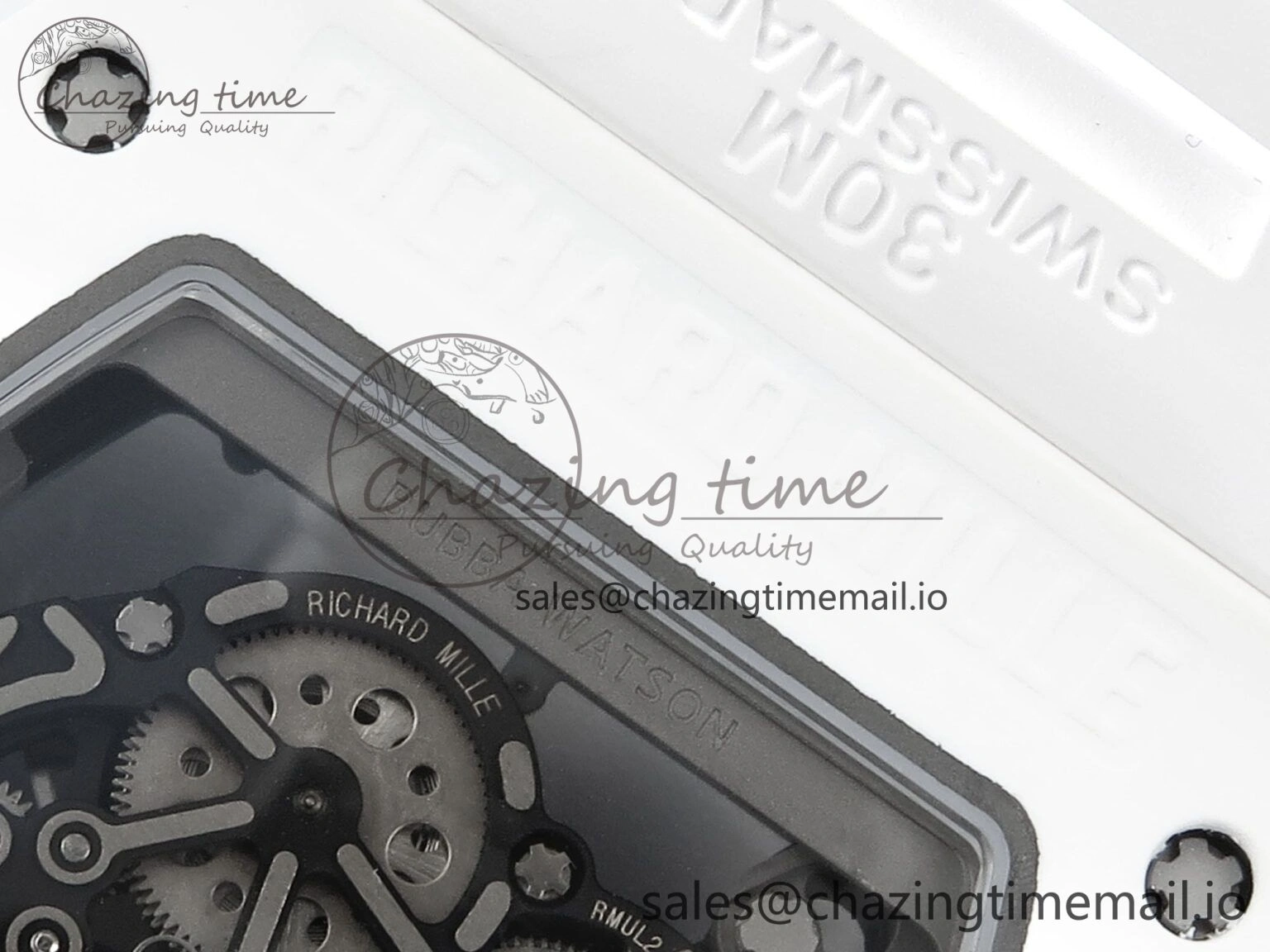 Functional RM055 White Ceramic RMF Best Edition Blue Skeleton Dial On White Rubber Strap RMUL2 Super Clone 9220