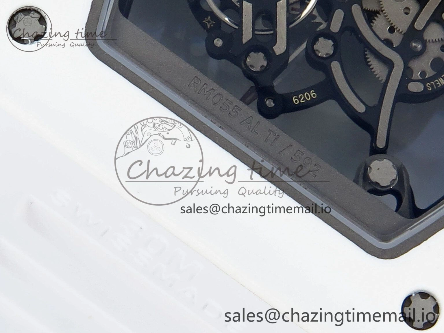 Functional RM055 White Ceramic RMF Best Edition Blue Skeleton Dial On White Rubber Strap RMUL2 Super Clone 9220
