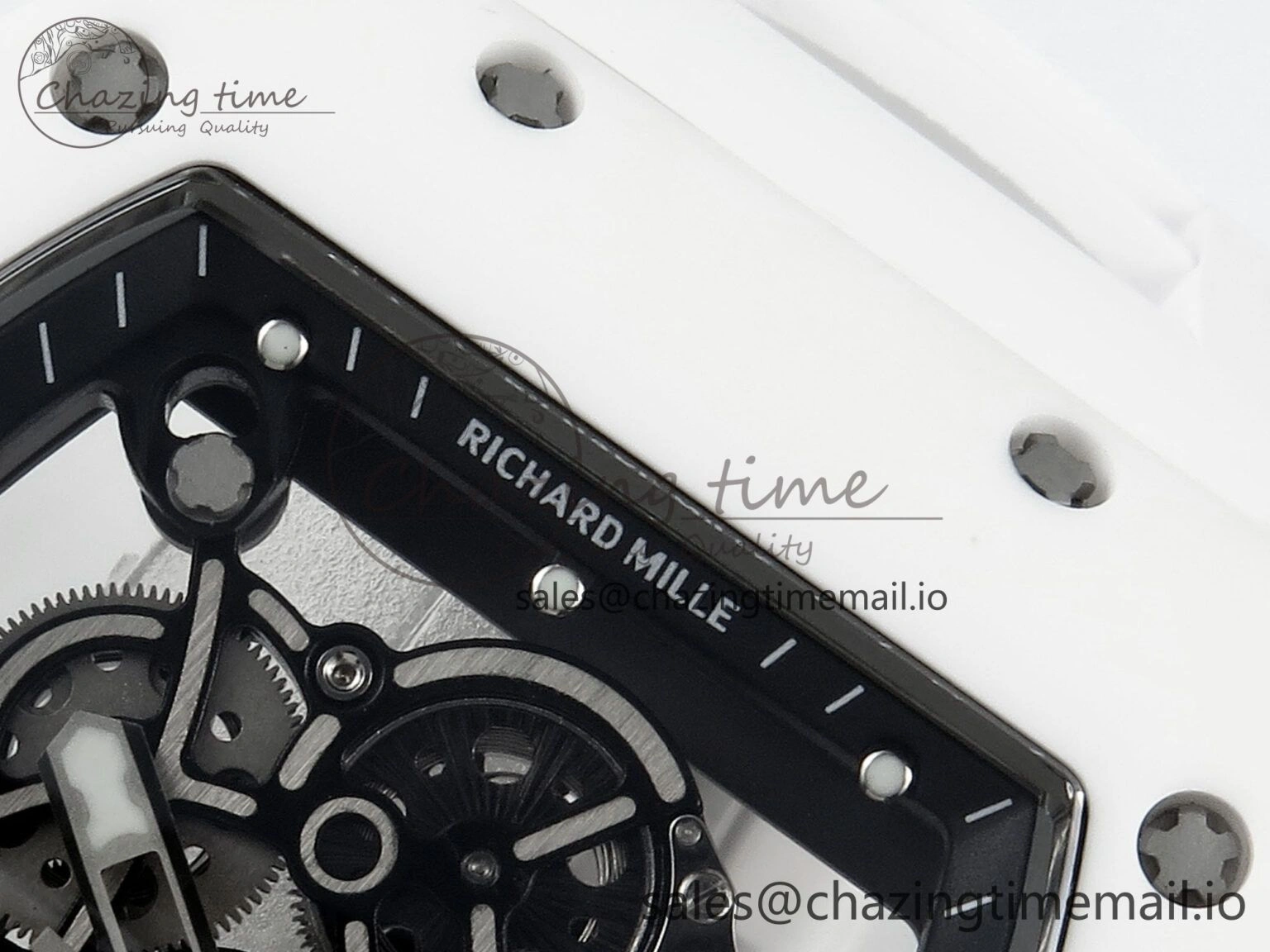 Packable RM055 White Ceramic RMF Best Edition Skeleton Dial On White Rubber Strap RMUL2 Super Clone 9221