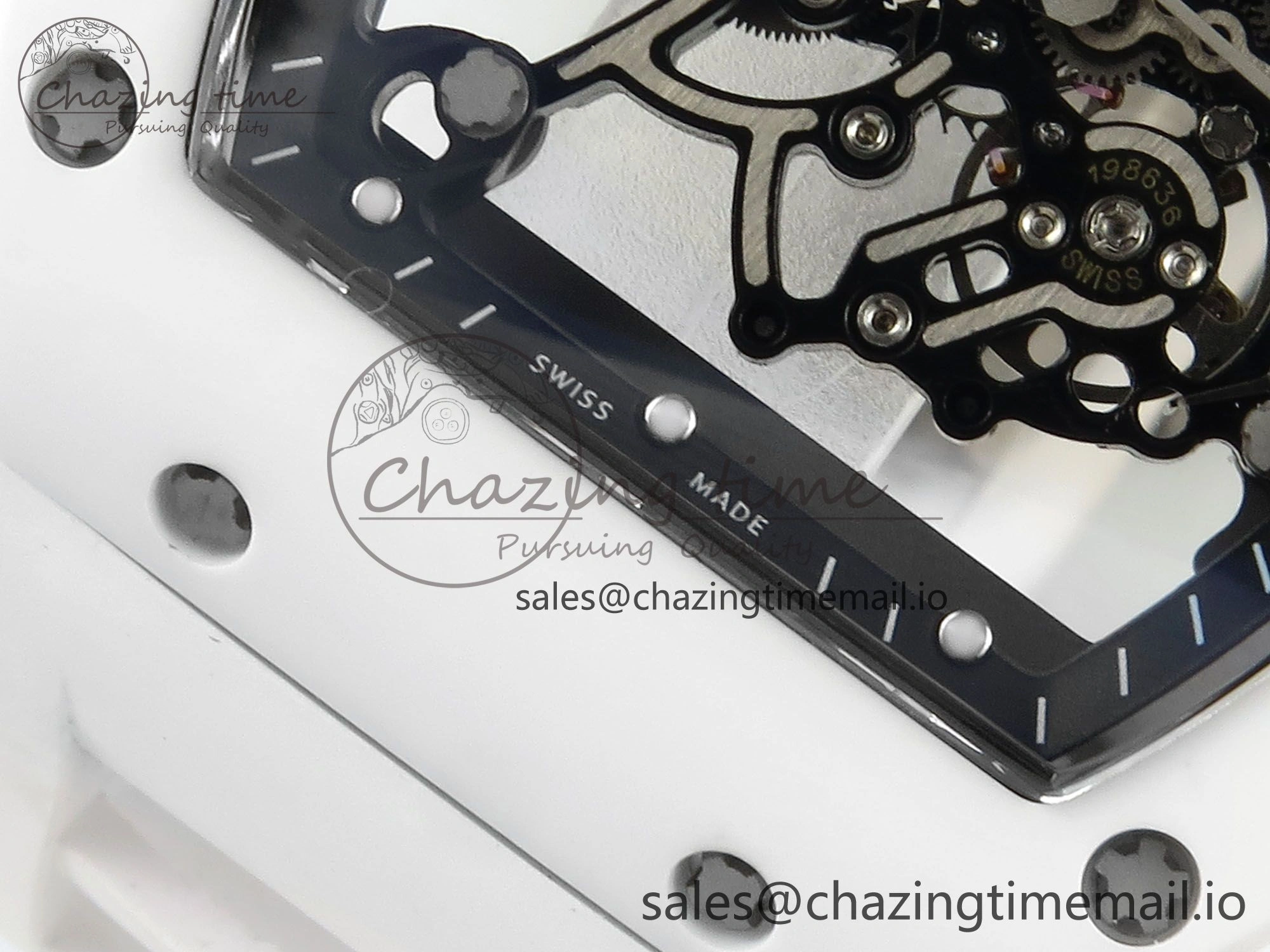 Packable RM055 White Ceramic RMF Best Edition Skeleton Dial On White Rubber Strap RMUL2 Super Clone 9221