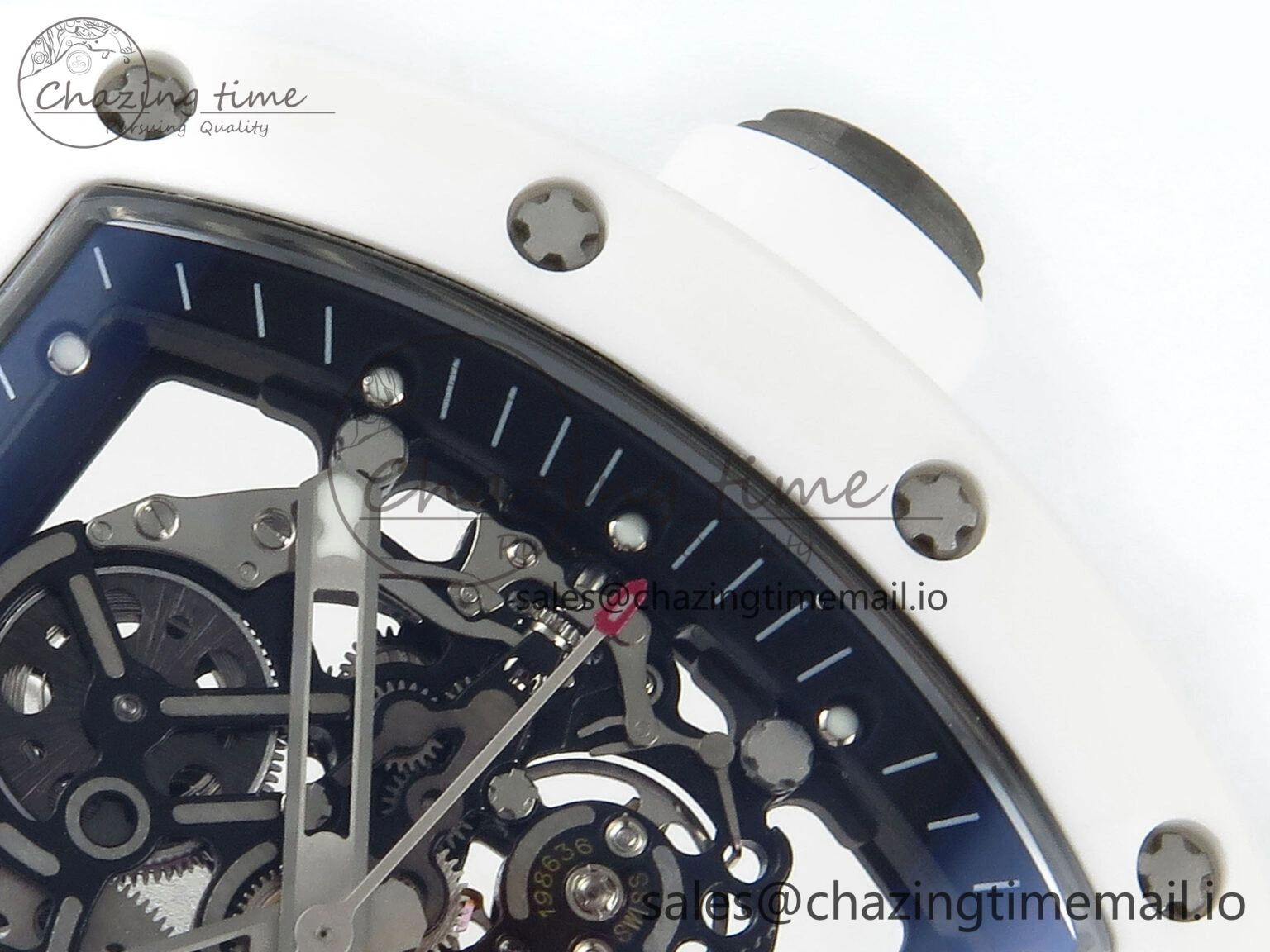 Packable RM055 White Ceramic RMF Best Edition Skeleton Dial On White Rubber Strap RMUL2 Super Clone 9221