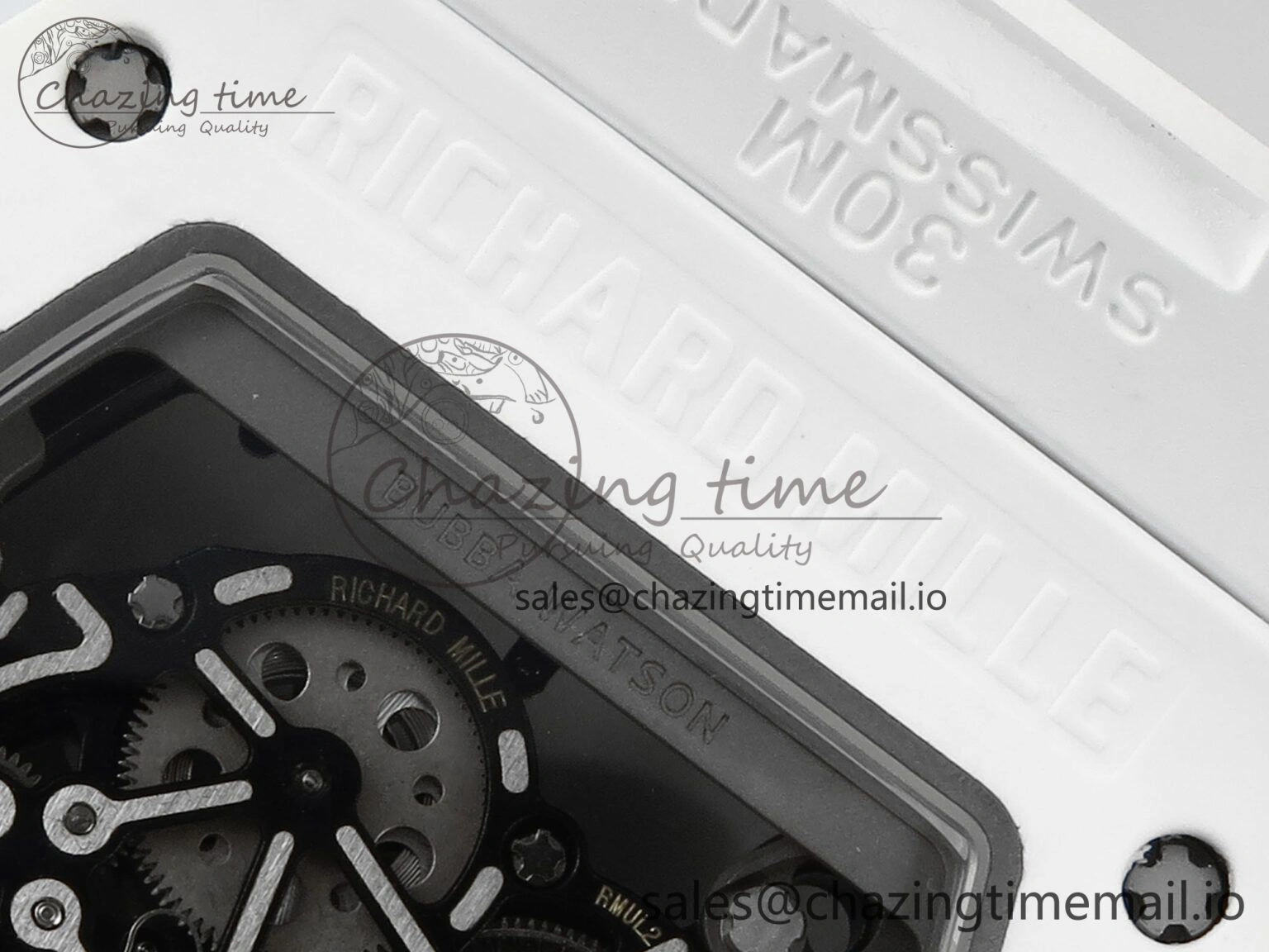Packable RM055 White Ceramic RMF Best Edition Skeleton Dial On White Rubber Strap RMUL2 Super Clone 9221