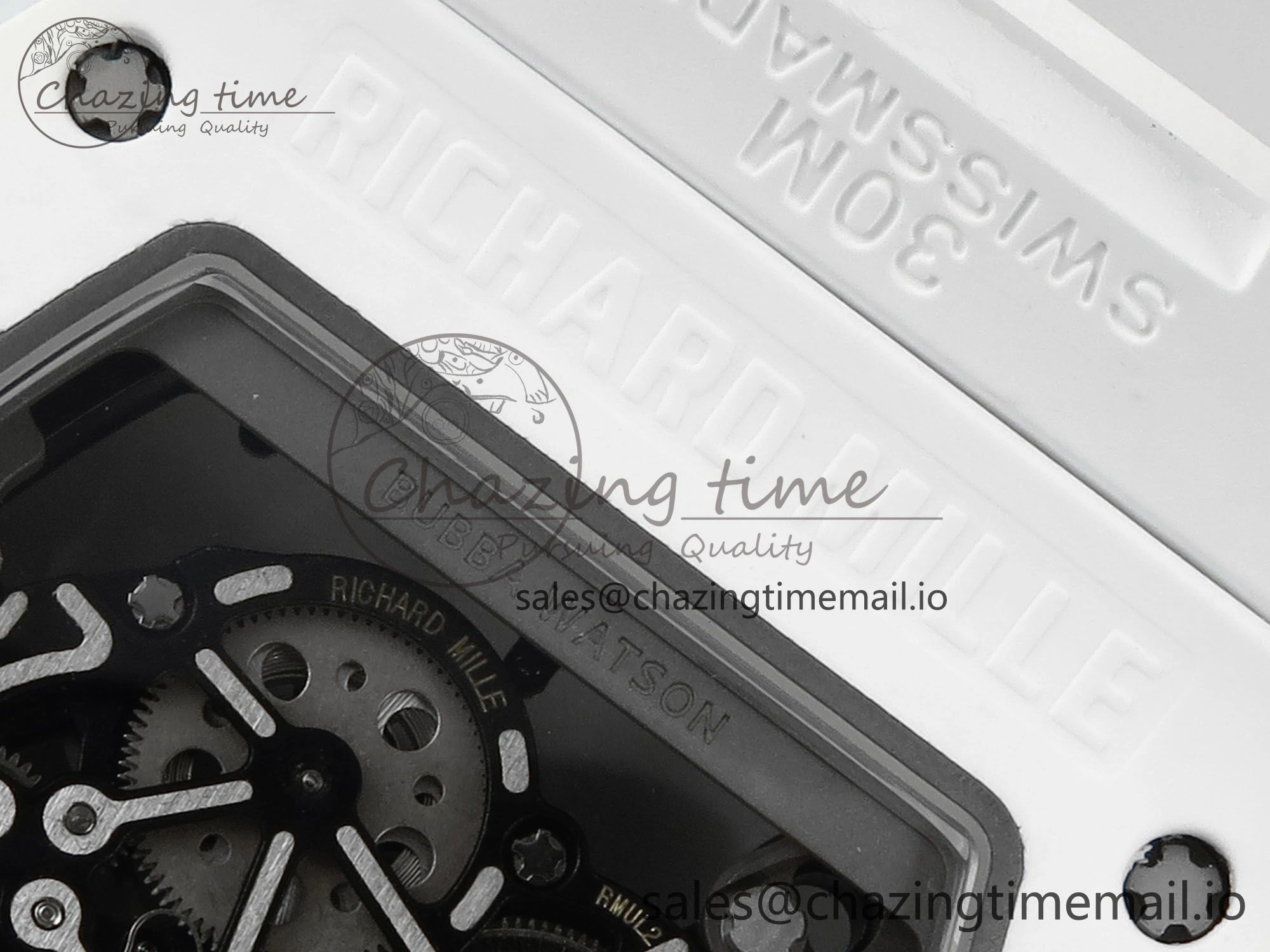 Packable RM055 White Ceramic RMF Best Edition Skeleton Dial On White Rubber Strap RMUL2 Super Clone 9221
