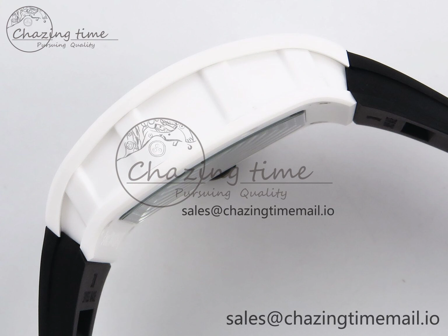 RM055 White Ceramic T+F 1:1 Best Edition Black Skeleton Dial on Black Rubber Strap RMUL2 Super Clone Bright 9244