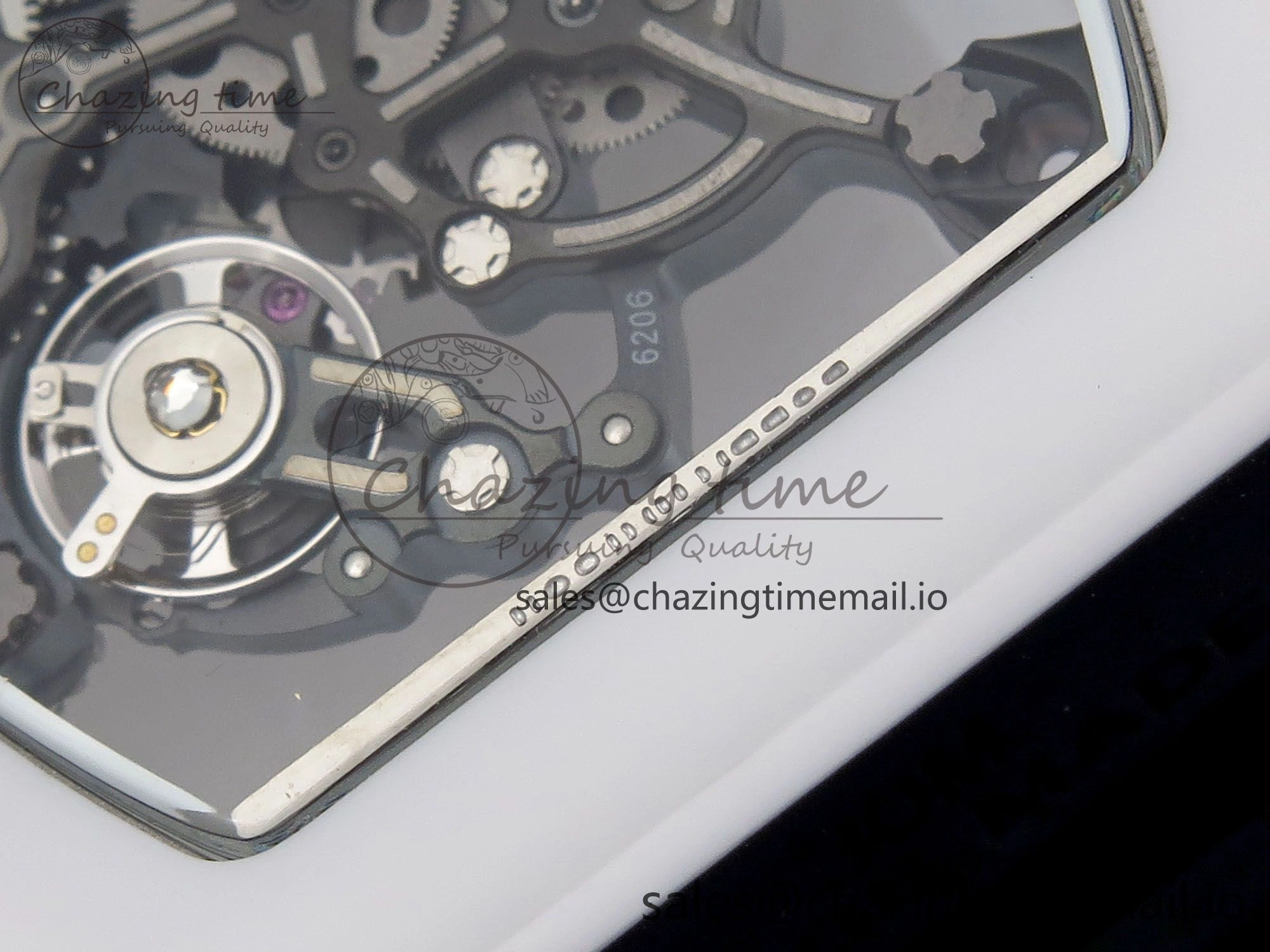 RM055 White Ceramic T+F 1:1 Best Edition Black Skeleton Dial on Black Rubber Strap RMUL2 Super Clone Bright 9244