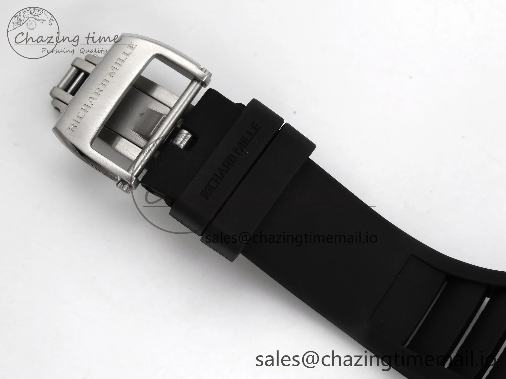 RM055 White Ceramic T+F 1:1 Best Edition Black Skeleton Dial on Black Rubber Strap RMUL2 Super Clone Bright 9244