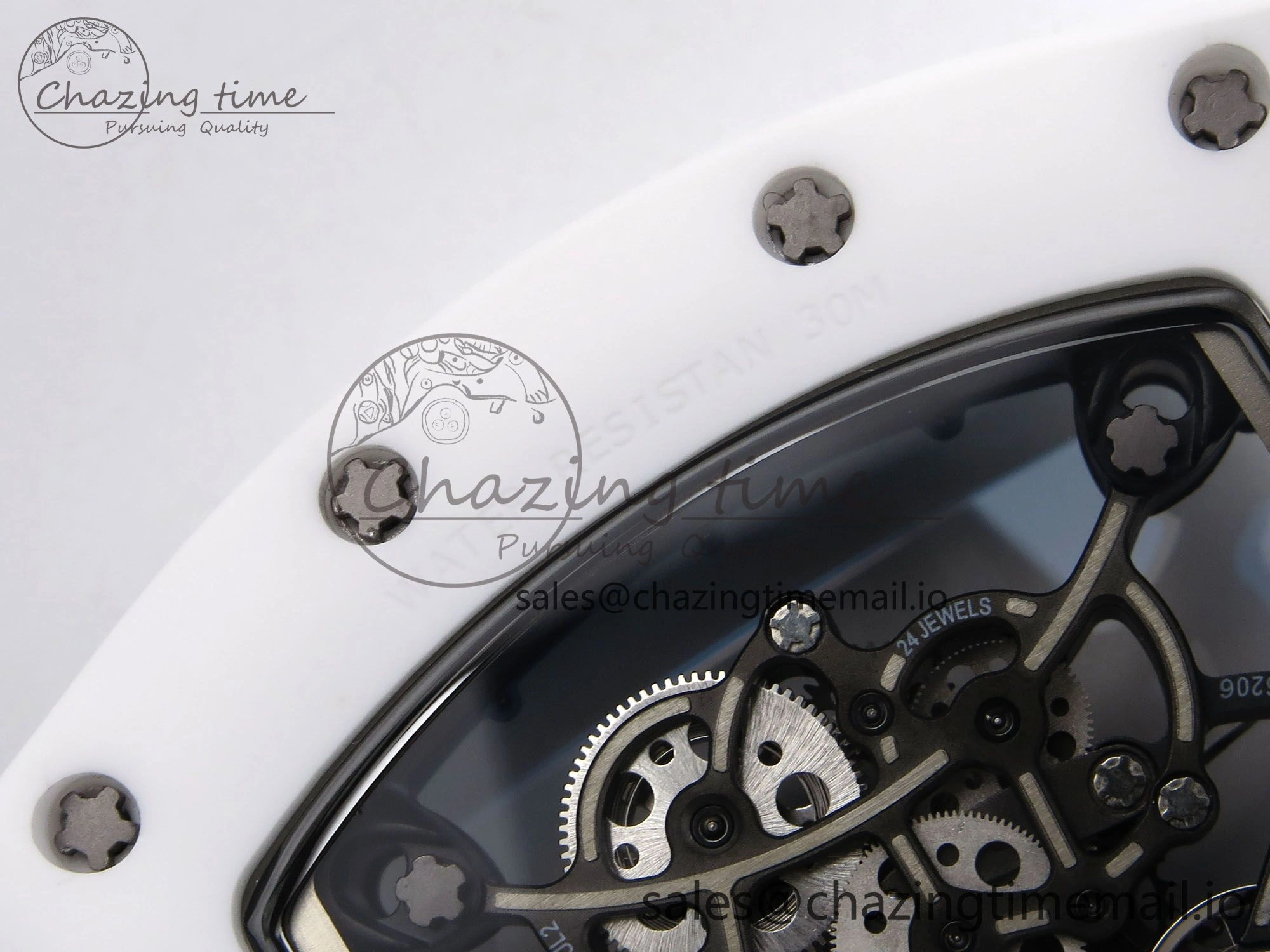 Upgraded RM055 White Ceramic T+F 1:1 Best Edition Blue Skeleton Dial on Blue Rubber Strap RMUL2 Super Clone 9243