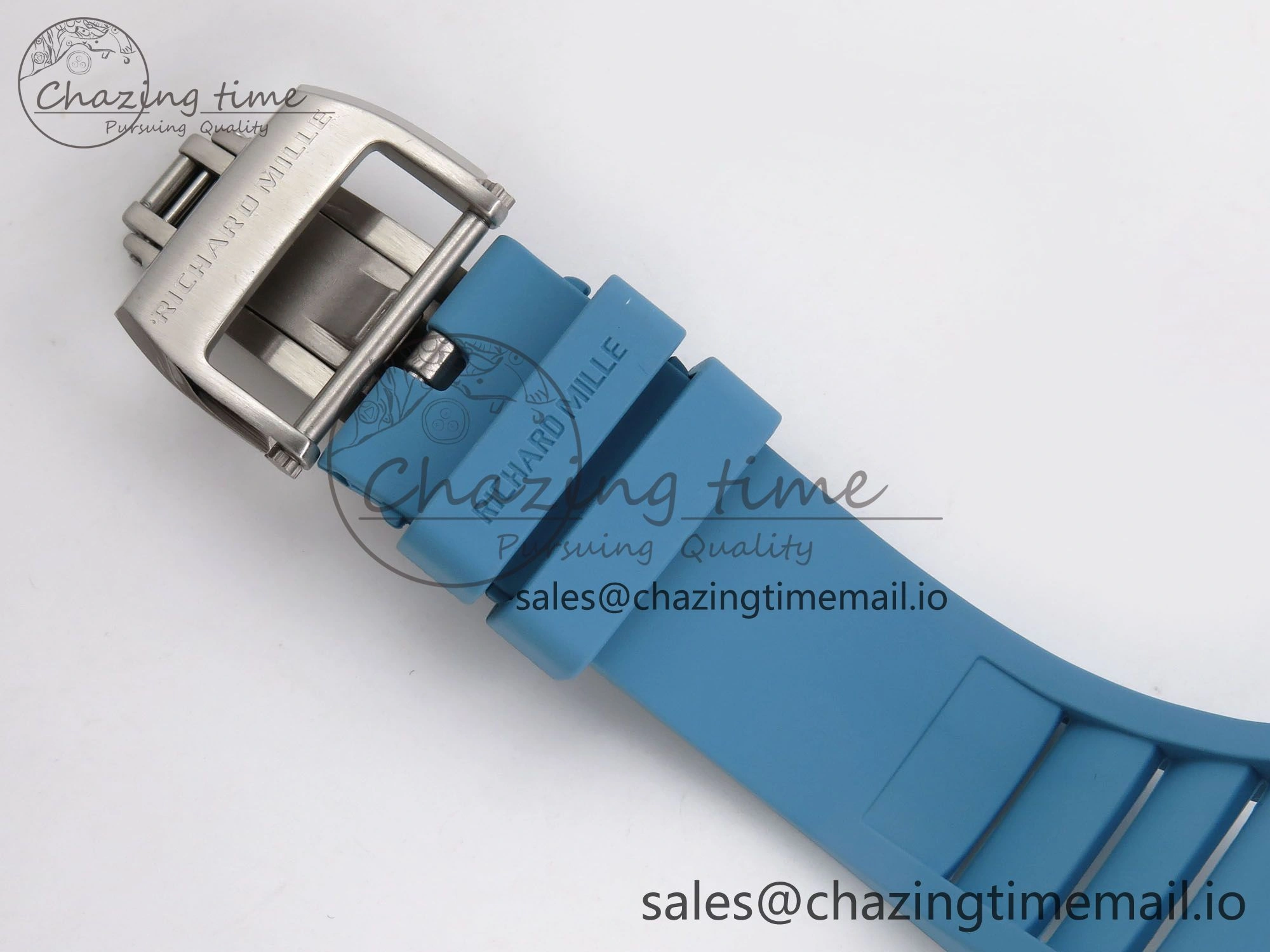 Upgraded RM055 White Ceramic T+F 1:1 Best Edition Blue Skeleton Dial on Blue Rubber Strap RMUL2 Super Clone 9243
