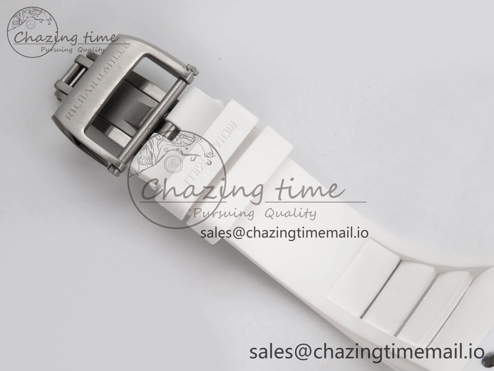 RM055 White Ceramic T+F 1:1 Best Edition Blue Skeleton Dial on White Rubber Strap RMUL2 Super Clone OdorResistant 9241