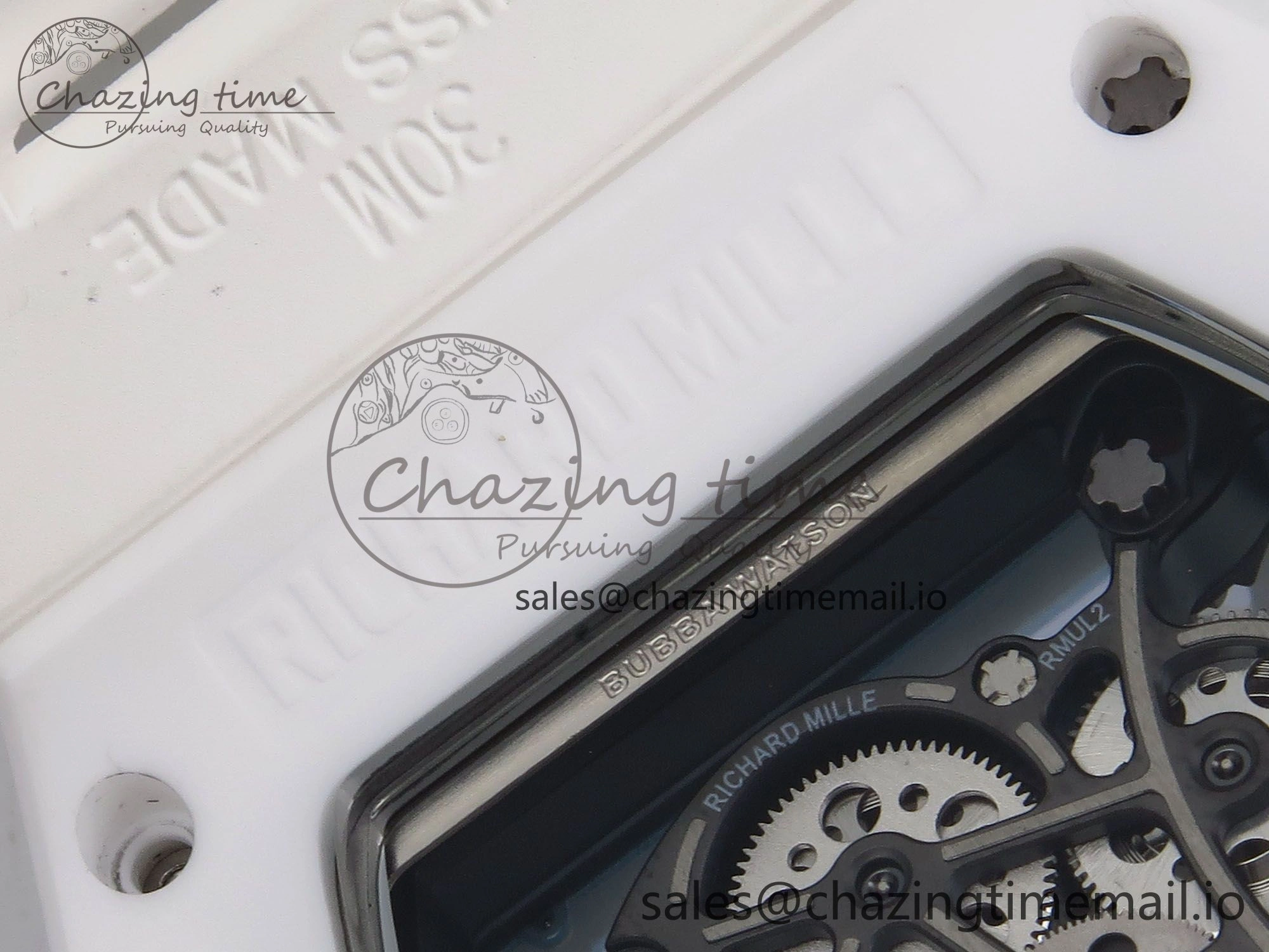 RM055 White Ceramic T+F 1:1 Best Edition Blue Skeleton Dial on White Rubber Strap RMUL2 Super Clone OdorResistant 9241