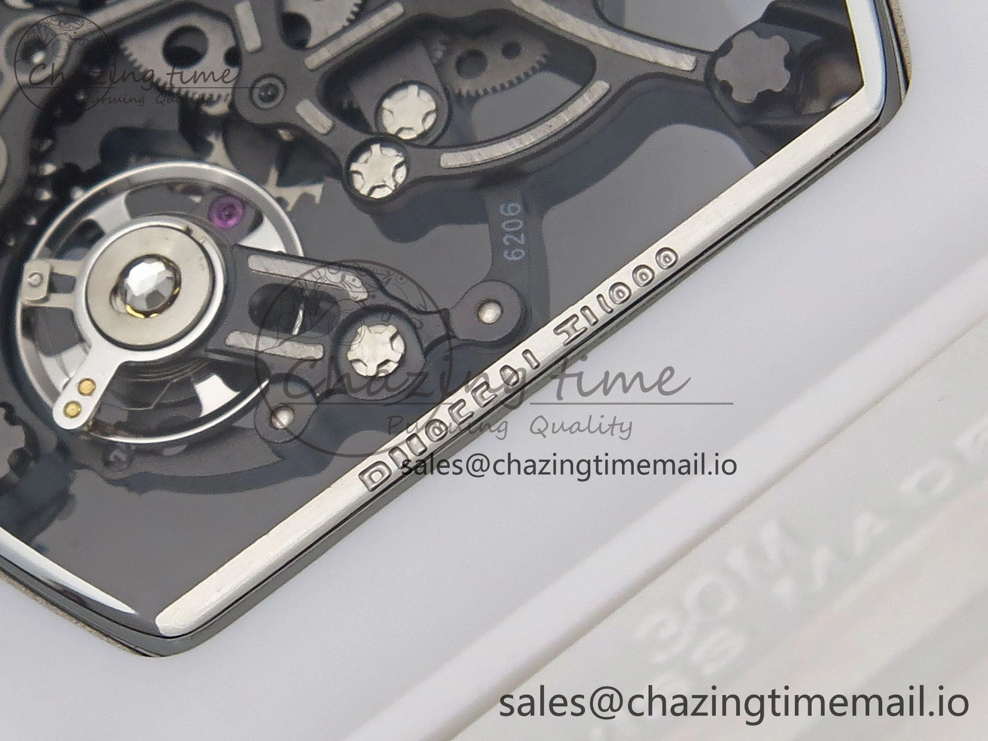 RM055 White Ceramic T+F 1:1 Best Edition Blue Skeleton Dial on White Rubber Strap RMUL2 Super Clone OdorResistant 9241