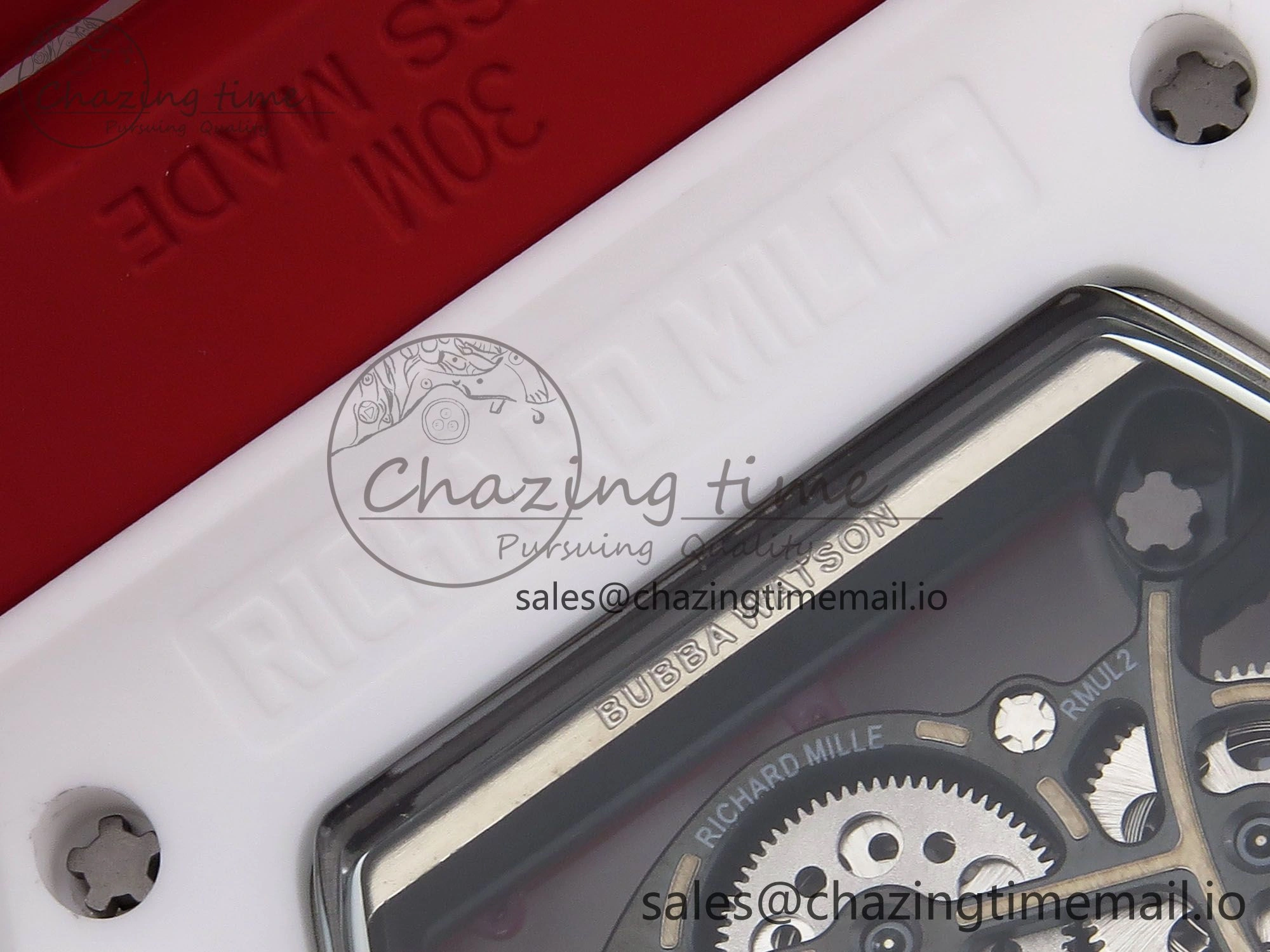 TravelReady RM055 White Ceramic T+F 1:1 Best Edition Red Skeleton Dial on Red Rubber Strap RMUL2 Super Clone 9245