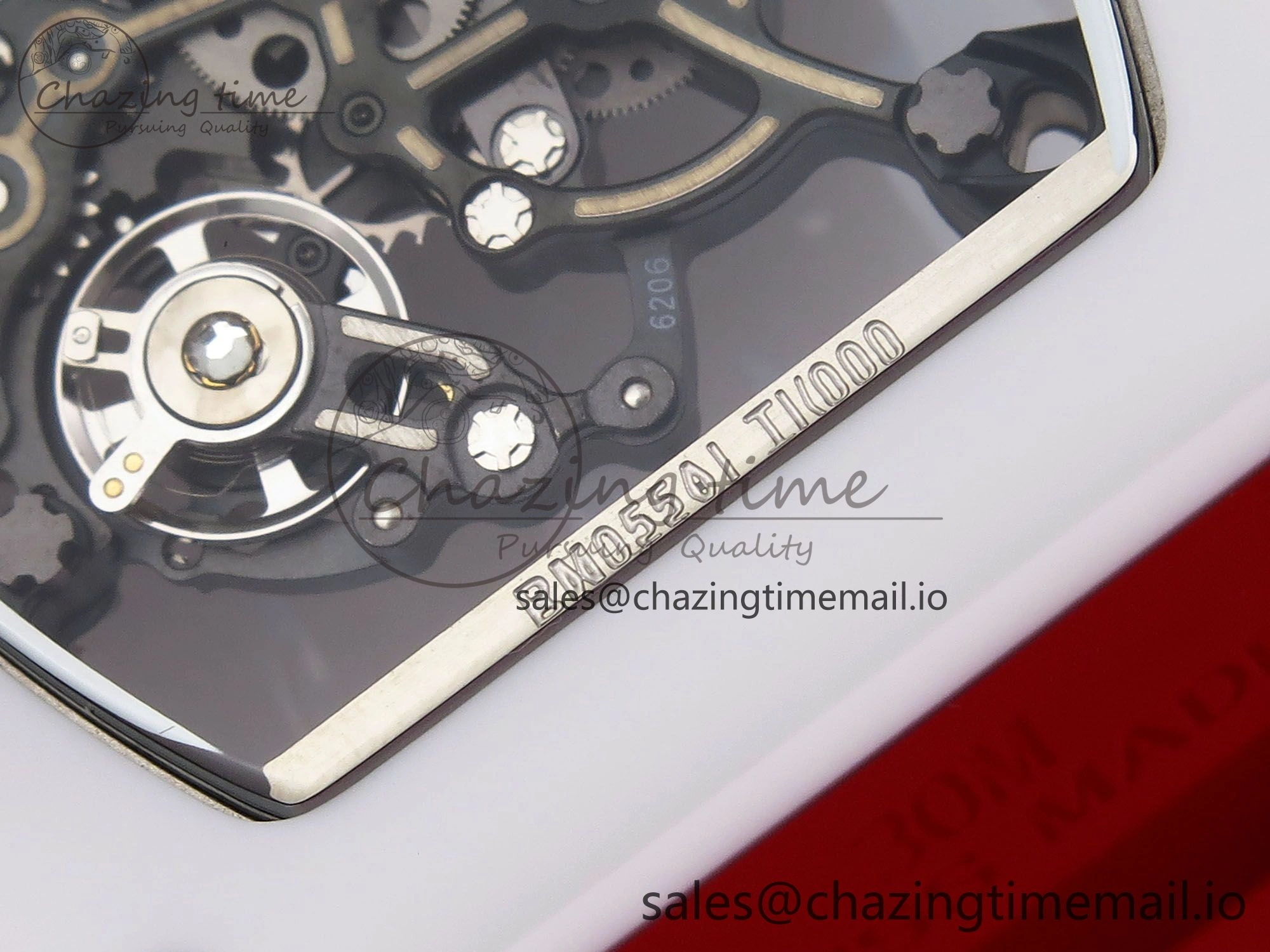 TravelReady RM055 White Ceramic T+F 1:1 Best Edition Red Skeleton Dial on Red Rubber Strap RMUL2 Super Clone 9245