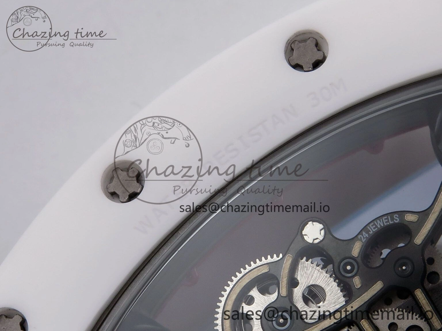 TravelReady RM055 White Ceramic T+F 1:1 Best Edition Red Skeleton Dial on Red Rubber Strap RMUL2 Super Clone 9245