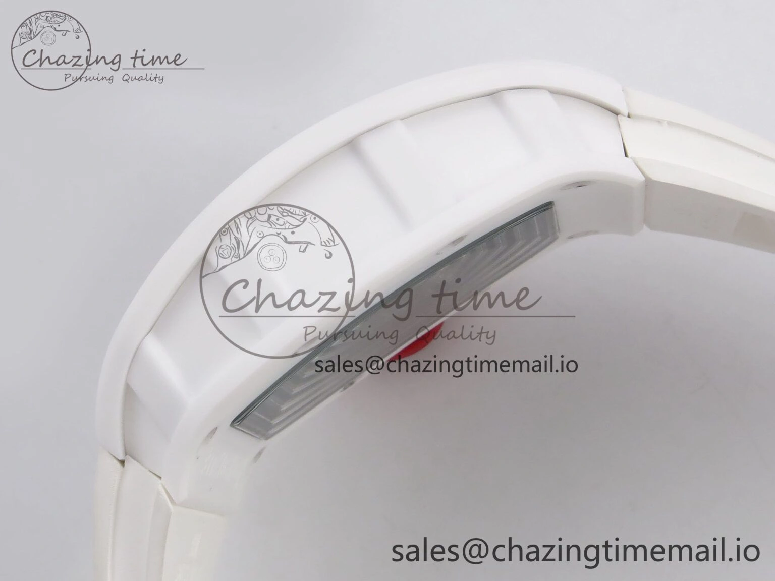 Durable RM055 White Ceramic T+F 1:1 Best Edition Red Skeleton Dial on White Rubber Strap RMUL2 Super Clone 9242