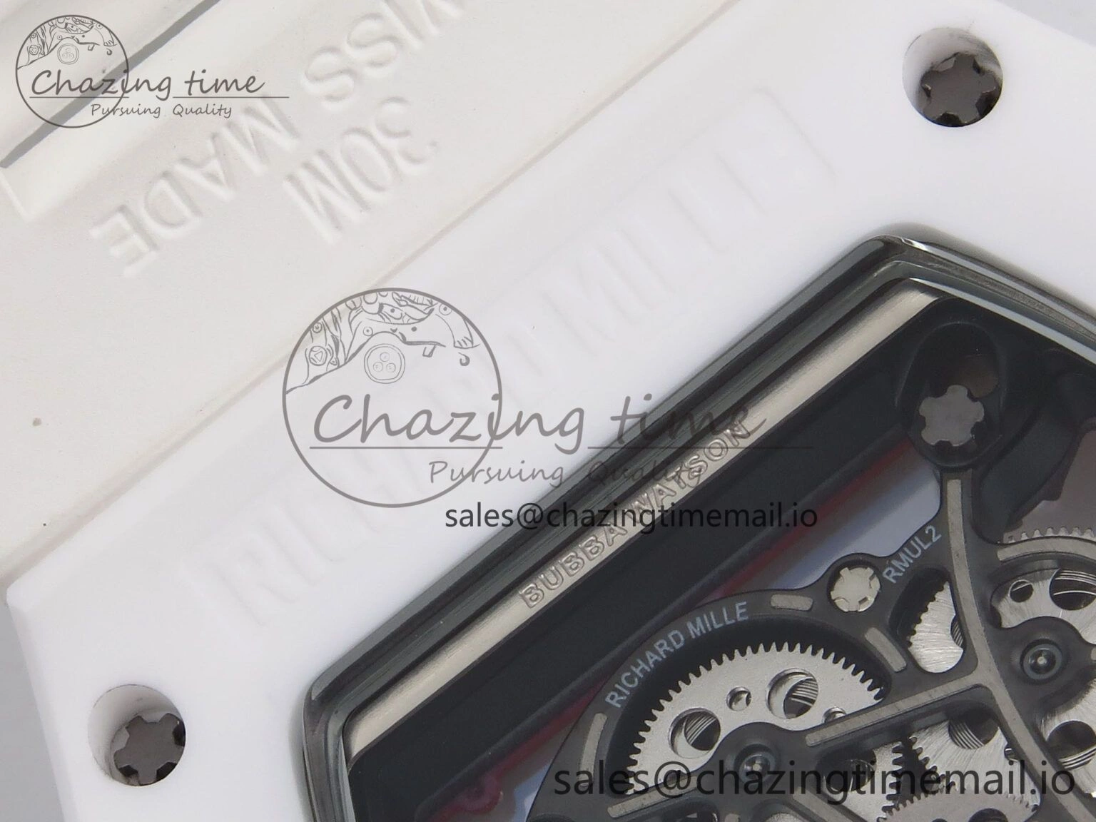 Durable RM055 White Ceramic T+F 1:1 Best Edition Red Skeleton Dial on White Rubber Strap RMUL2 Super Clone 9242