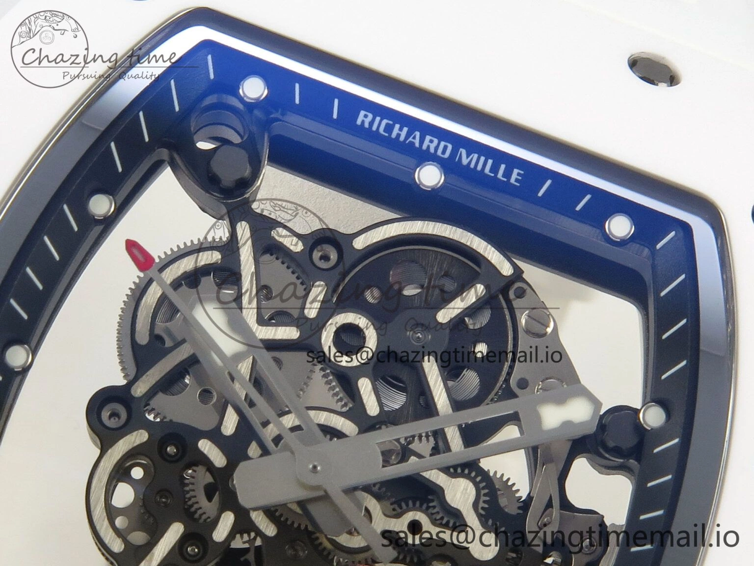 EasyCare RM055 White Ceramic ZF 1:1 Best Edition on Rubber Strap RMUL2 Super Clone V 9162
