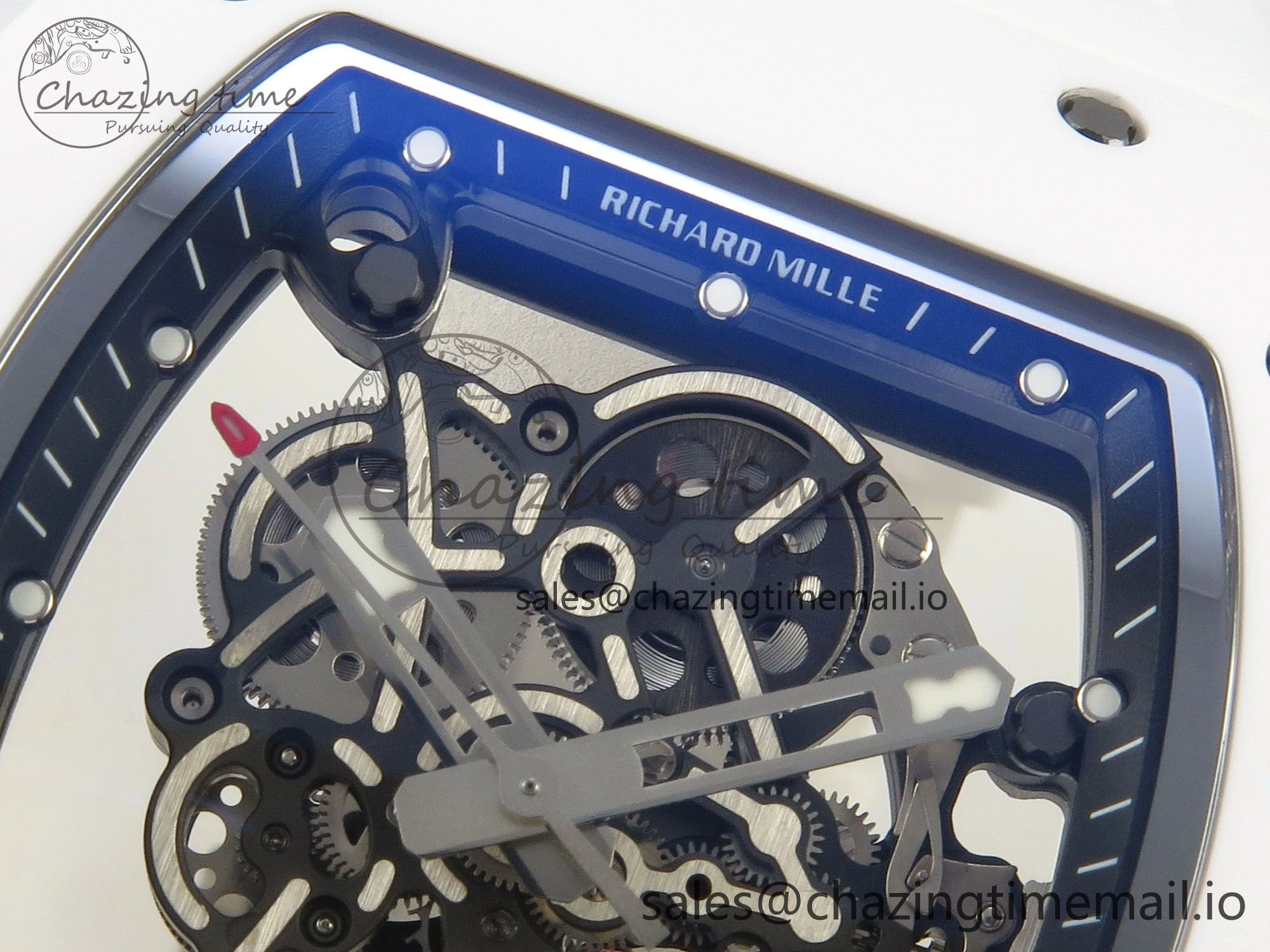 EasyCare RM055 White Ceramic ZF 1:1 Best Edition on Rubber Strap RMUL2 Super Clone V 9162