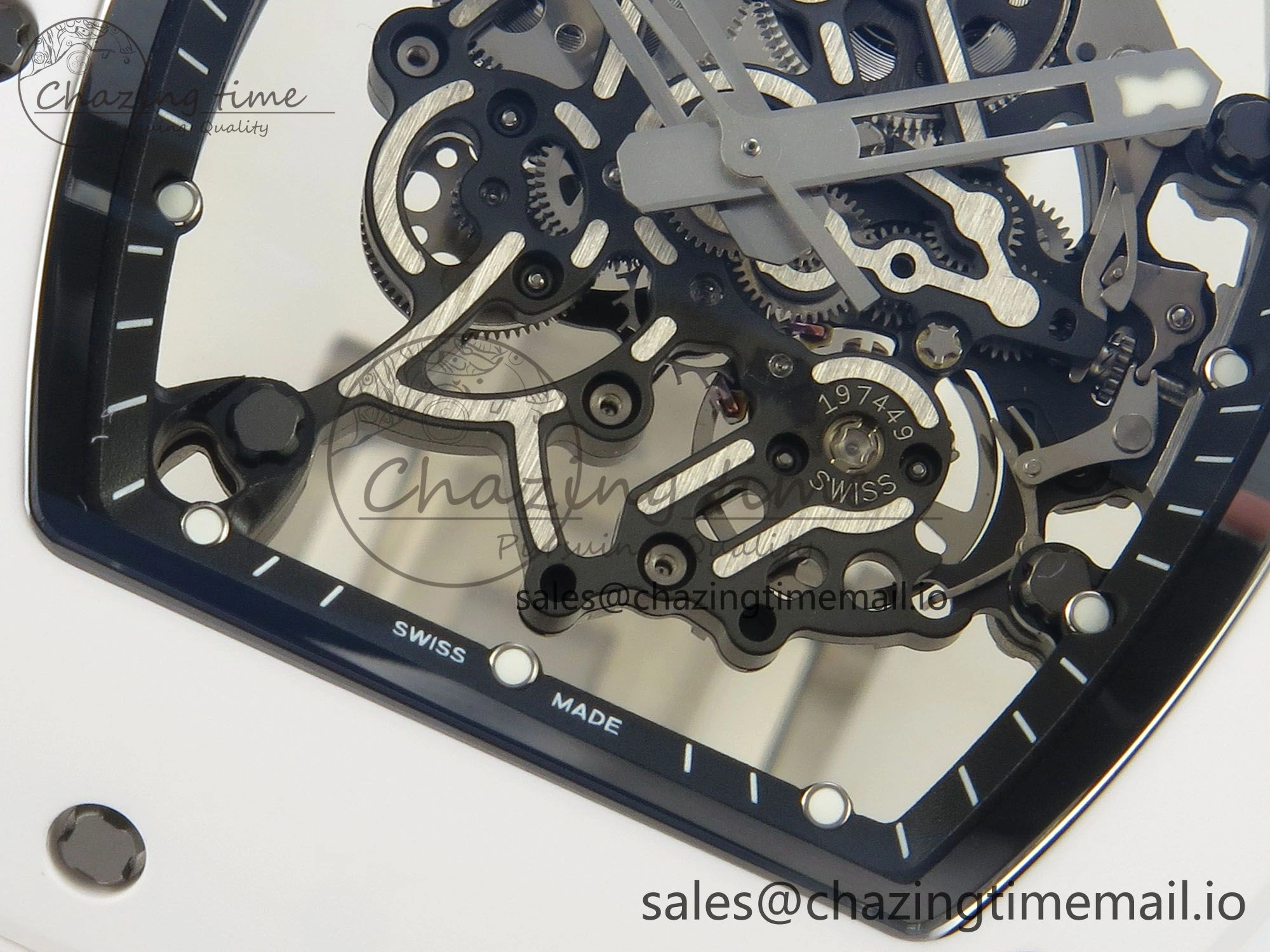 EasyCare RM055 White Ceramic ZF 1:1 Best Edition on Rubber Strap RMUL2 Super Clone V 9162